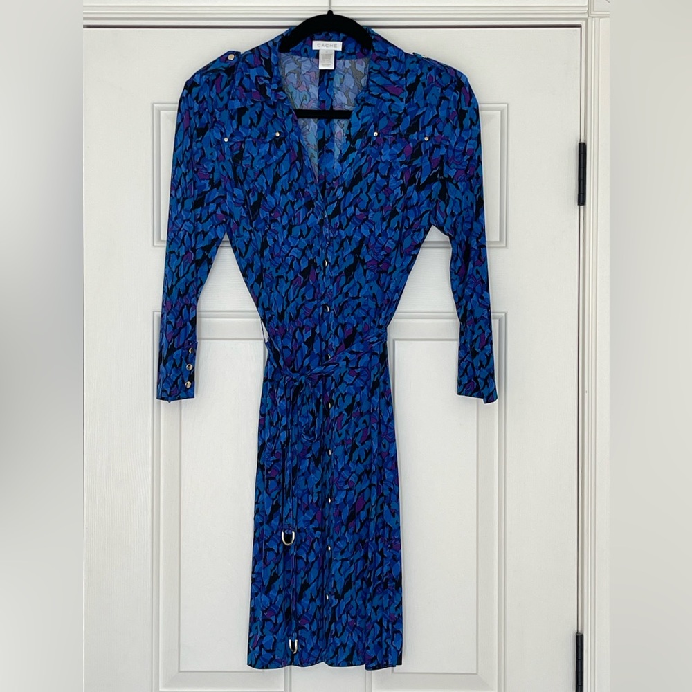 Cache Blue / Purple/Black
Printed Shirt Dress - Picture 3 of 11